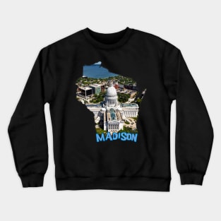 Wisconsin State Outline (Madison) Crewneck Sweatshirt